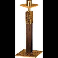 28" High Polish Bronze Finish Paschal Candlestick w/Wood Shaft