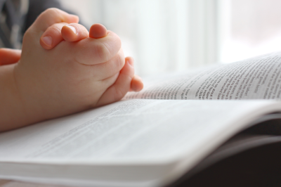Child studying bible