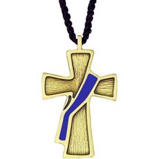 Deacon cross on cord, bronze and purple