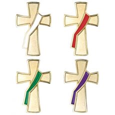 Deacon Pin Set - white, red, green and purple on gold
