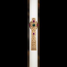 Irish cross Paschal candle is a hand painted Easter season candle made of 51% beeswax Cross of Erin Paschal Candle - 1 15/16" x 39"