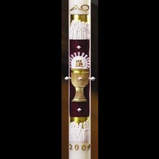Beeswax Paschal candle features the Apostles and Eucharist hand painted on expertly crafted wax 12 Apostles Paschal Candle - 1 15/16" x 39"