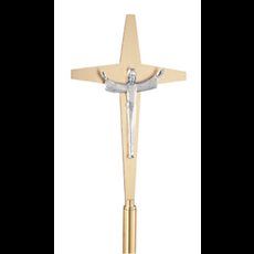 Processional Crucifix - Satin Brass or Bronze Processional Crucifix