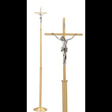 Processional Crucifix - Satin Brass or Bronze Processional Crucifix