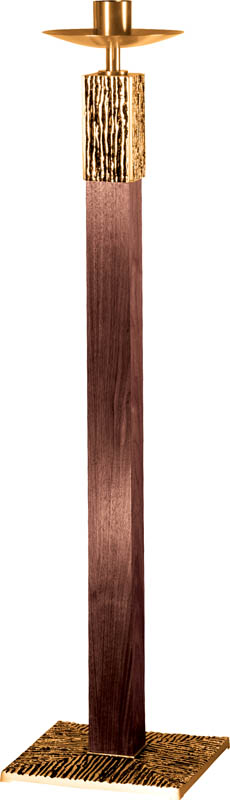 48" High Polish Bronze Finish Paschal Candlestick w/Wood Shaft