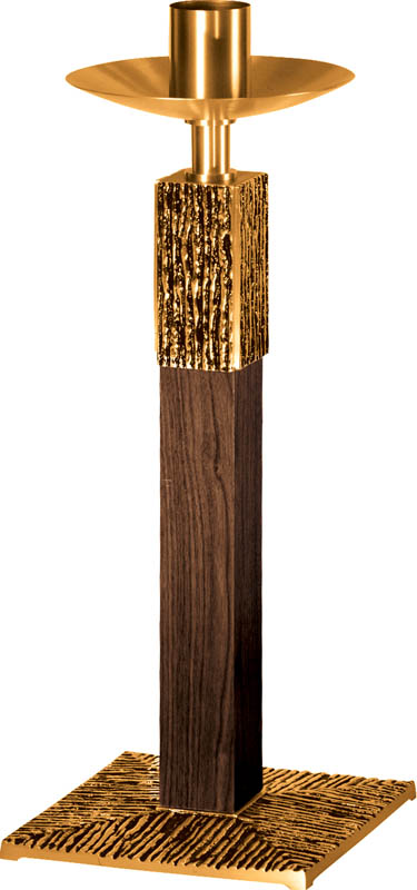 28" High Polish Bronze Finish Paschal Candlestick w/Wood Shaft