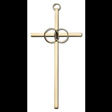 6 inch Wedding Rings on a Polished Cross SKU 617759848199
