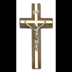 4 inch Crucifix, Walnut w/ Polished inlay SKU 617759412574
