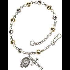 Rosary Bracelet with 5mm  Mother of Pearl beads.  5/8 x 1/4 Crucifix. SKU RB0056