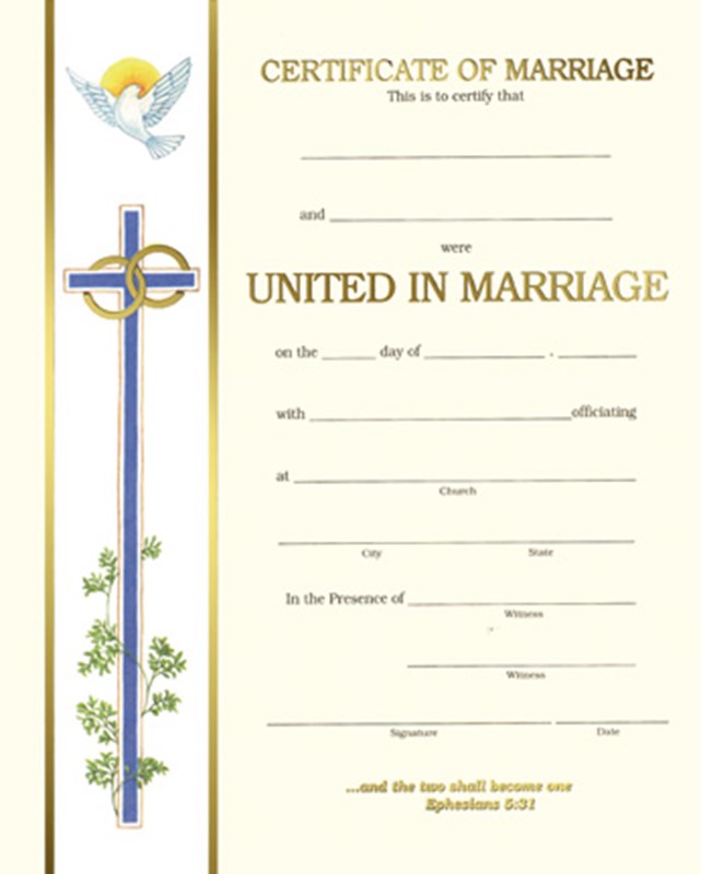 Marriage Certificate T H Stemper Co