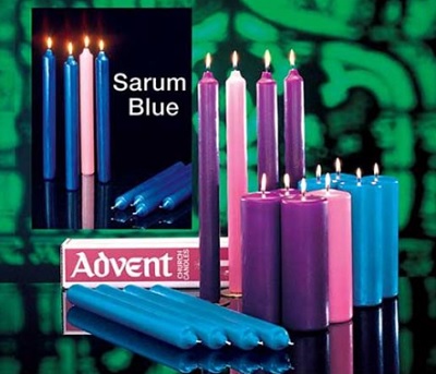 Advent Candles in Purple, Rose, and Sarum Blue