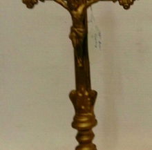 See our brass & bronze Refinishing work like crosses & candlestick holders before restoration