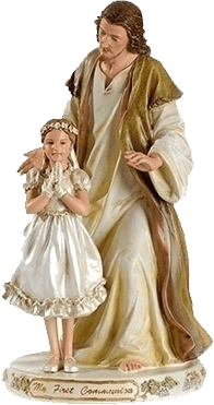 First Communion Statue of Girl with Christ