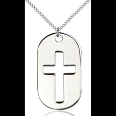 Sterling Silver Cross Dog Tag Pendant SKU 0110DTSS/18SS