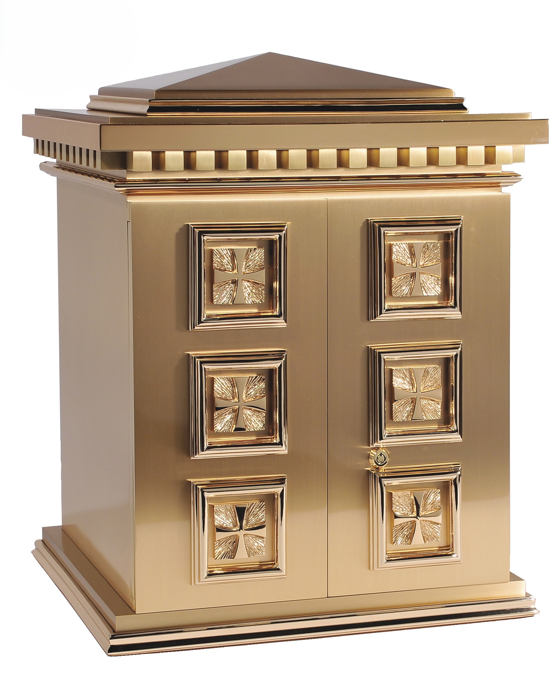 Tabernacle with Six Square Panels featuring Raised Crosses