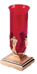 Gold Sanctuary Lamp with Red Globe