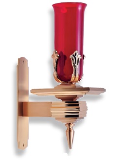 Gold Wall Sconce with Red Globe