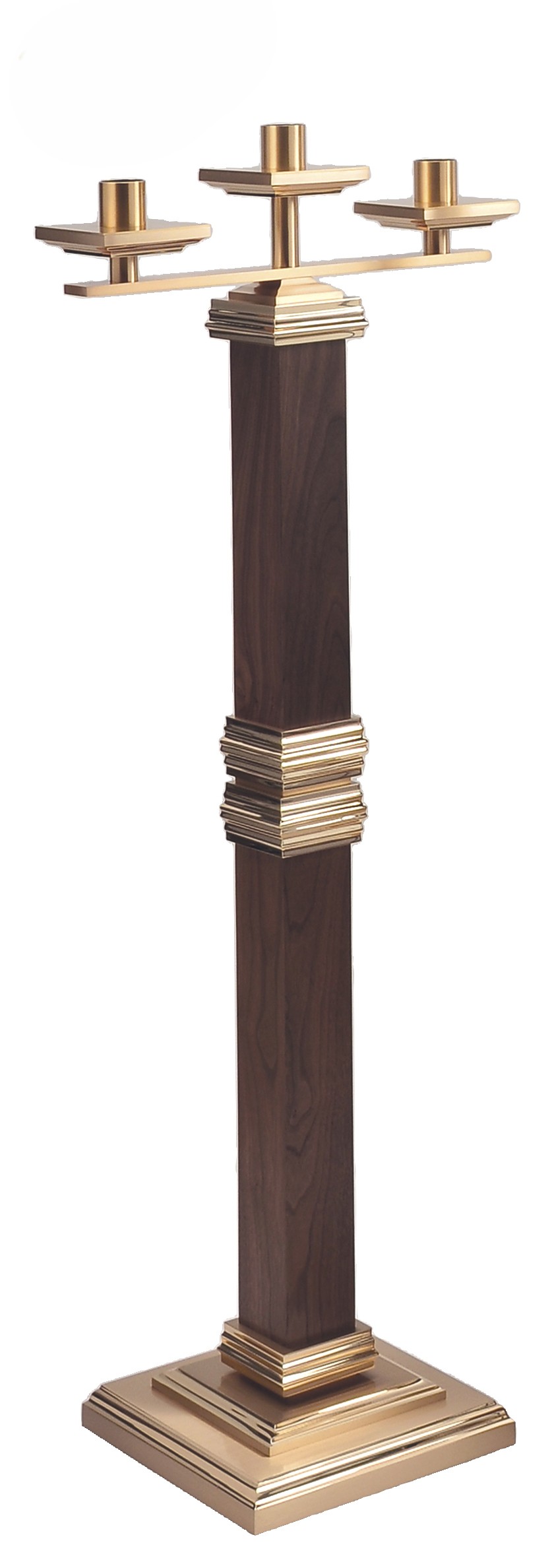 Wood Column Three-Candle Holder