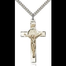 Two-Tone GF/SS St. Benedict Crucifix Pendant SKU 2645GF/SS/24S