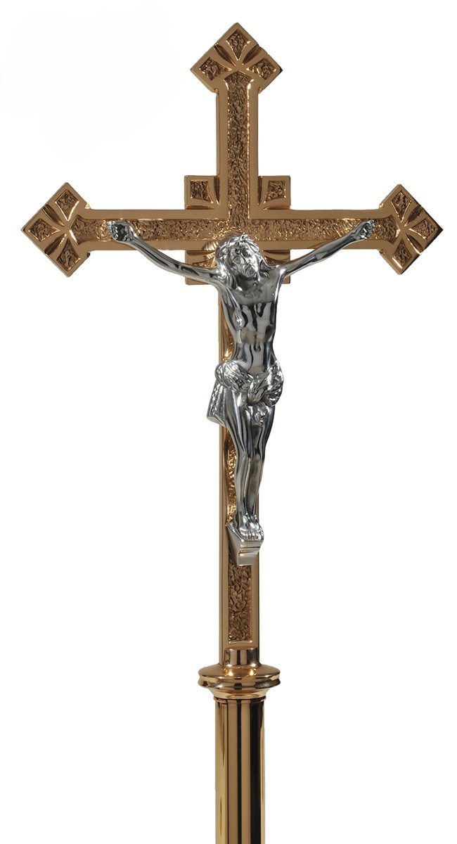 Bronze Processional Cross with Cast Aluminum Corpus