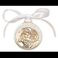 Baby w/Angel Crib Medal with White Ribbon SKU 4300W