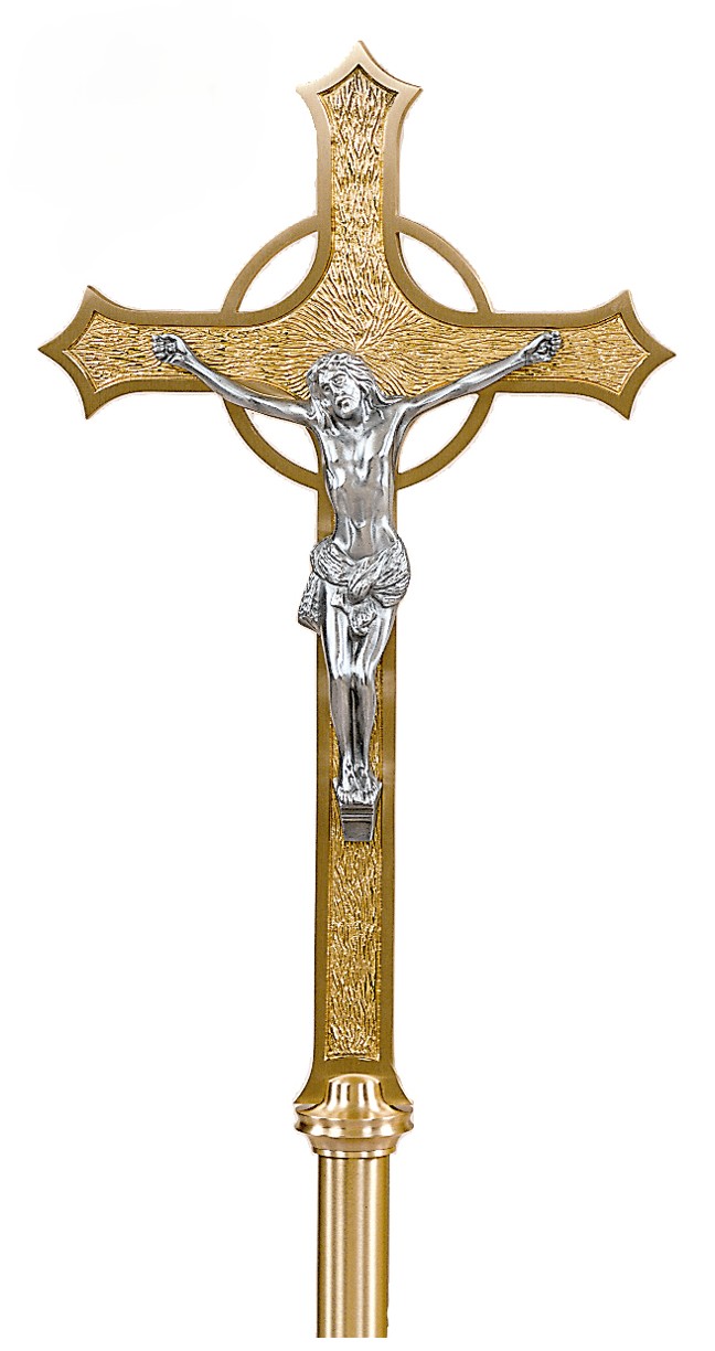 Bronze Processional Cross with Cast Aluminum Corpus