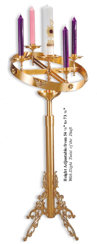 Advent Wreath with Adjustable Height Paschal Candle Stand