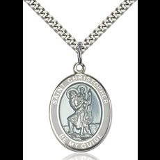 Sterling Silver St. Christopher White Border Penda SKU 7022WBSS/24S