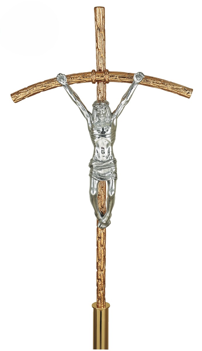 Bronze Processional Cross with Cast Aluminum Corpus