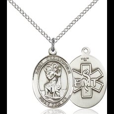 Sterling Silver St. Christopher / Emt Pendant SKU 8022SS10/18SS