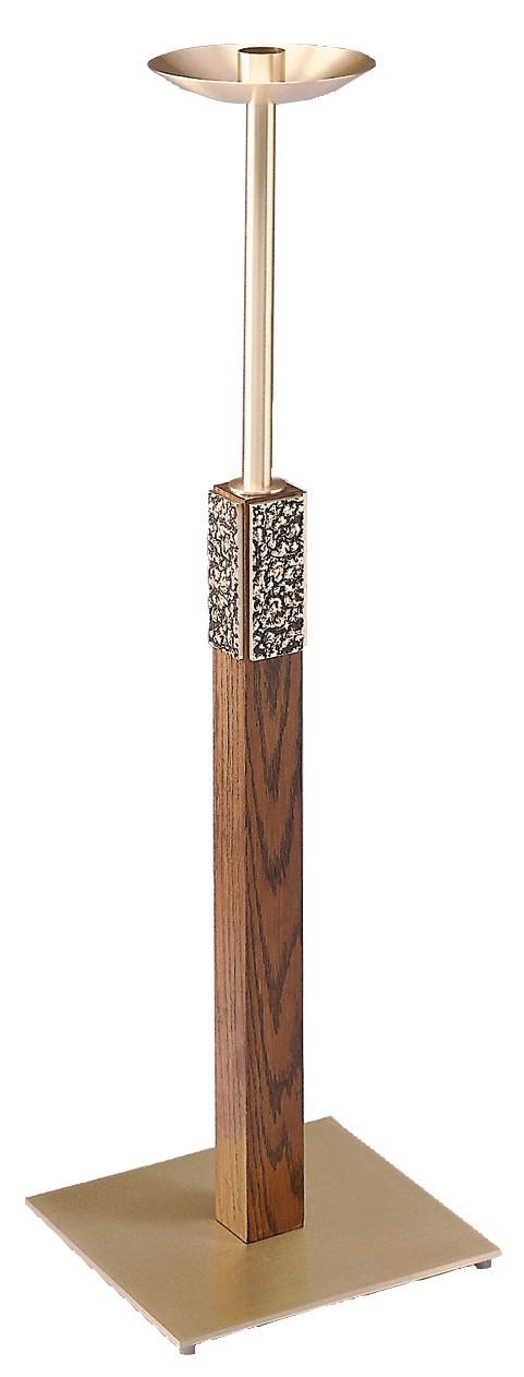 Bronze and Walnut Fixed Floor Candlestick