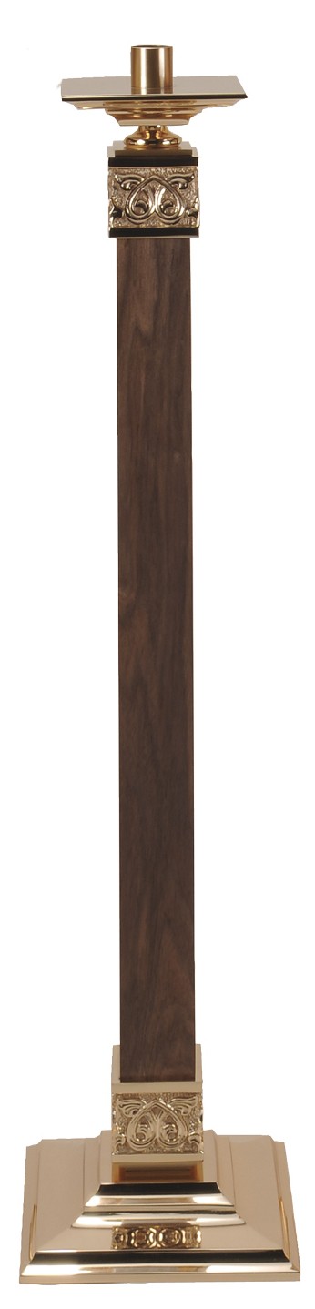 Fixed Walnut and Bronze Candlestick