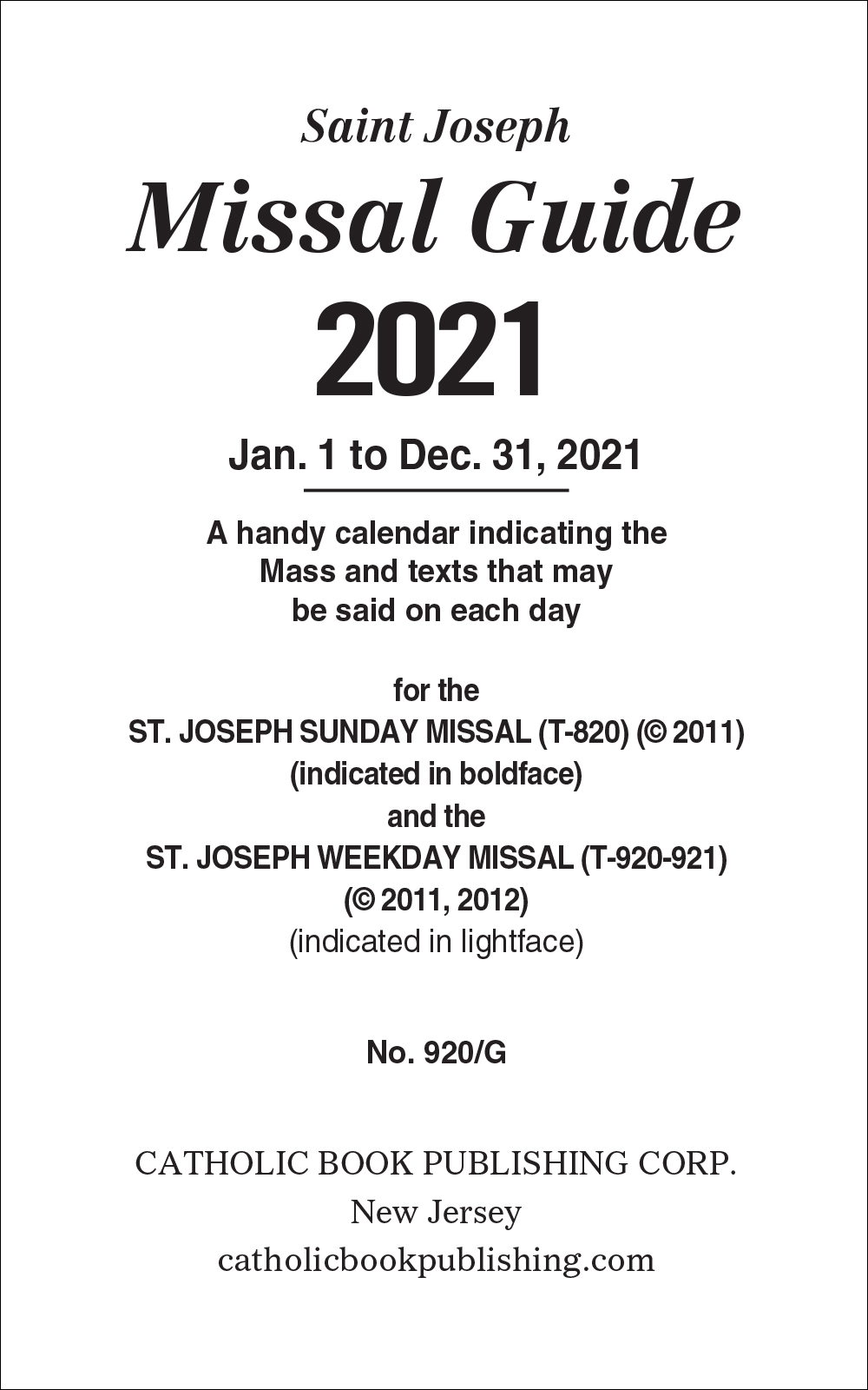St. Joseph Annual Missal Guide (2023)