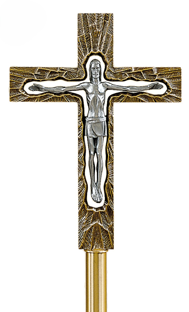 Bronze Processional Cross with Cast Aluminum Corpus