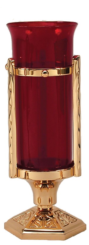 Decorative Sanctuary Lamp with Ruby Glass