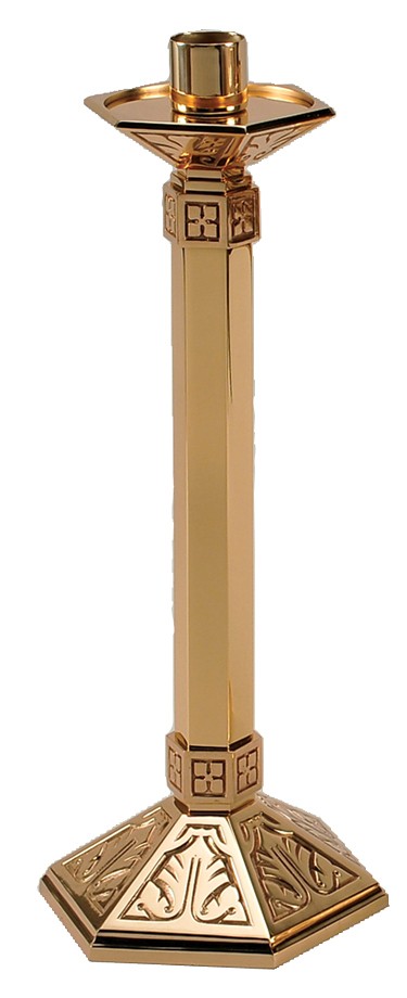Bronze Hexagonal-Base Alter Candlestick