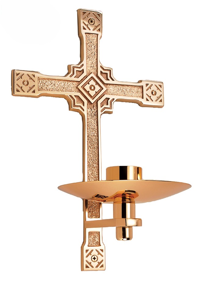 Bronze Wall Cross with Candleholder