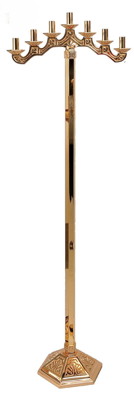 Cast Textured Bronze 7-Lite Candelabrum