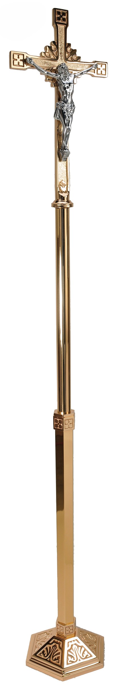 Ornate Cast Bronze Processional Crucifix