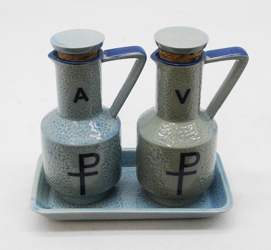 6" Pottery Cruet Set T. H. Stemper Co.