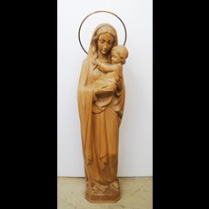 42" Woodcarved Madonna & Child With Halo SKU 5H8ELZ