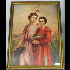 30 1/2 x 41" Orignal Oil on Canvas Angel Guiding Tobias SKU C975-018