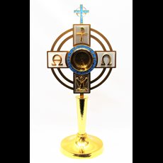 Restored 21" Satin and High Polish 24kt Gold Plated Monstrance SKU THS-130