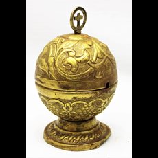 5-1/2" Brass Insence Boat w/ No Spoon - Globe Shaped Body SKU C577-189