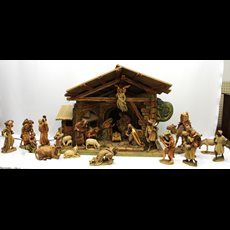 8" 24 Piece ANRI Hand Carved Nativity SKU C078-001