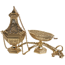 Censer and Boat in Polished Brass SKU K-907
