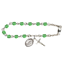 Silver Plate Rosary Bracelet w/4mm Checo Peridot Beads SKU RB0034PDSW