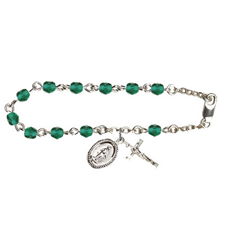 Silver Plate Rosary Bracelet w/4mm Checo Zircon Beads SKU RB0034ZCSW