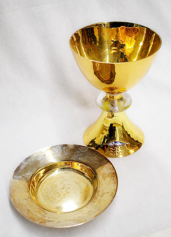 Sterling Gold Plated Used Church Chalice with Paten for Sale Used Chalice Cases Church