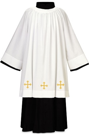 White Surplice with Gold Cross Decor